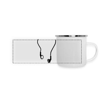 Kopfhörer - Panorama Emaille-Tasse - Weiß - Vorne