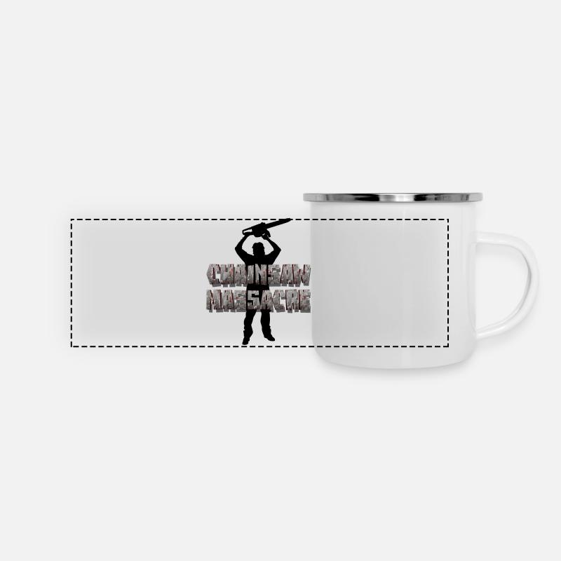 Chainsaw Massacre - Horreur / tronçonneuse tueur - Panorama Emaille-Tasse - Weiß