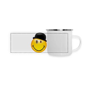 Smiley Glossy Bowler Hat - Panoramic Camper Mug - white - Front