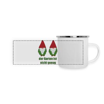 Gartenzwerge lustig - Panorama Emaille-Tasse - Weiß - Vorne