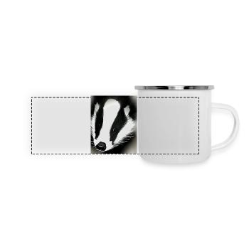 Dachs coole Porträtzeichnung - Panorama Emaille-Tasse - Weiß - Vorne