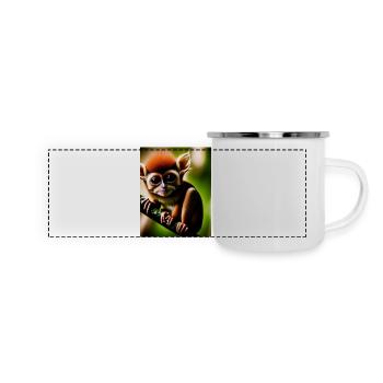 cooler lustiger süßer Koboldmaki (Tarsiidae) Waldcomic - Panorama Emaille-Tasse - Weiß - Vorne