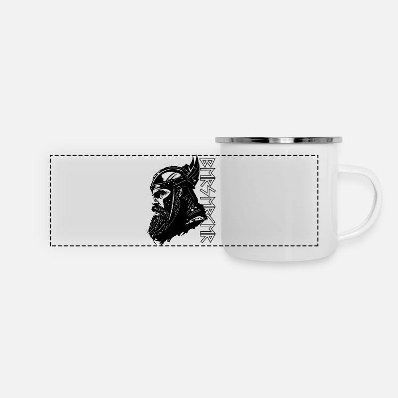 Berserker Viking Runes Odin Thor Valhalla - Panoramic Camper Mug - white