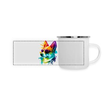 Colorful cool corgi dog with sunglasses - Panoramic Camper Mug - white - Front