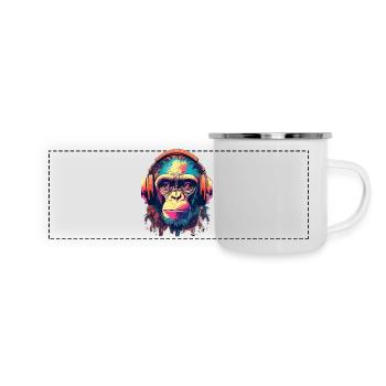 Monkey Beats - Panorama Emaille-Tasse - Weiß - Vorne