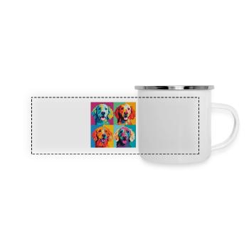 Pop Art Pup Parade: Colorful Dog Grid Tee - Panoramic Camper Mug - white - Front