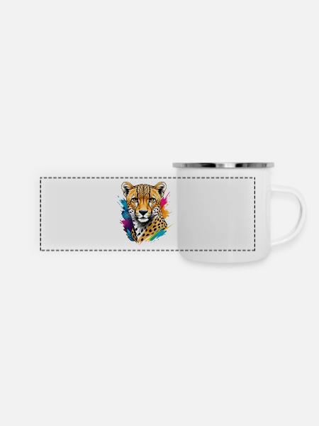Gepard - Panorama Emaille-Tasse - Weiß