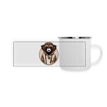 Steampunk Gibbon - Panorama Emaille-Tasse - Weiß - Vorne