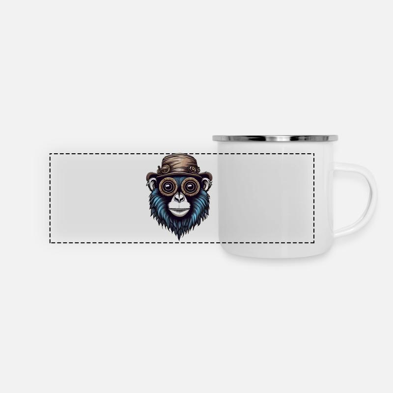 Gibbon - Panorama Emaille-Tasse - Weiß
