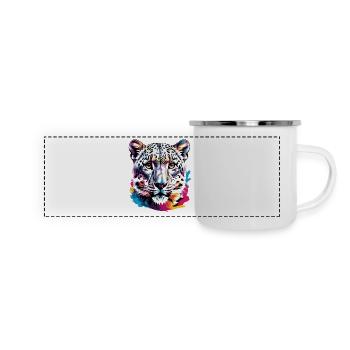 Schneeleopard - Panorama Emaille-Tasse - Weiß - Vorne