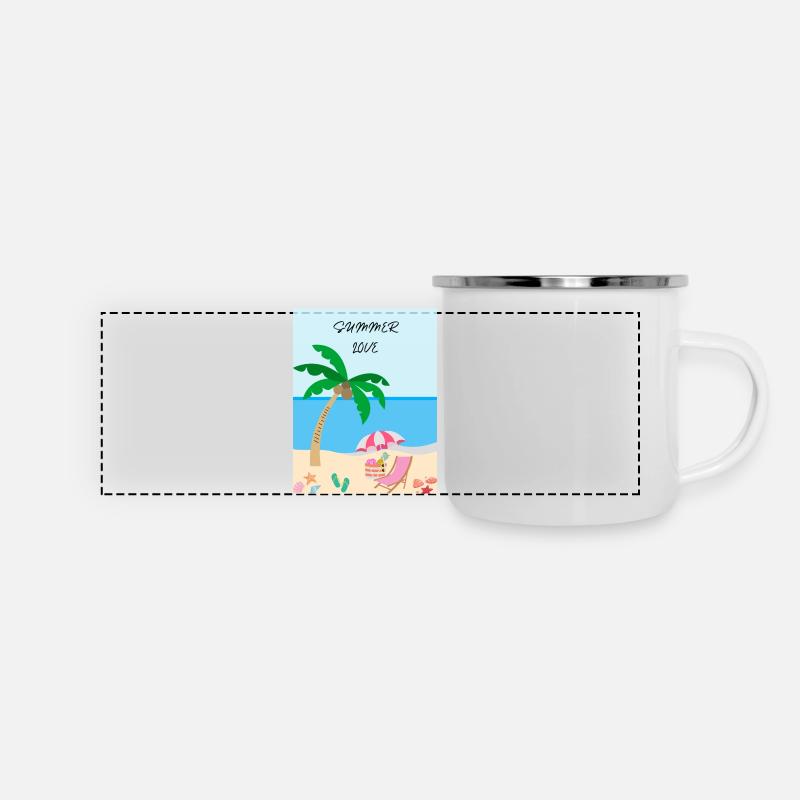 Summer Love - Panorama Emaille-Tasse - Weiß