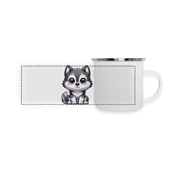Digital illustration of cute Husky - Panoramic Camper Mug - white - Front
