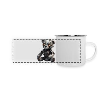 Ours en peluche cyborg - Mug panoramique émaillé - blanc - Devant