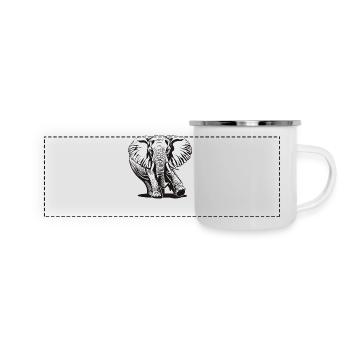 Éléphant, Éléphant, Animal, Zoo, Afrique, Safari, Savane - Mug panoramique émaillé - blanc - Devant