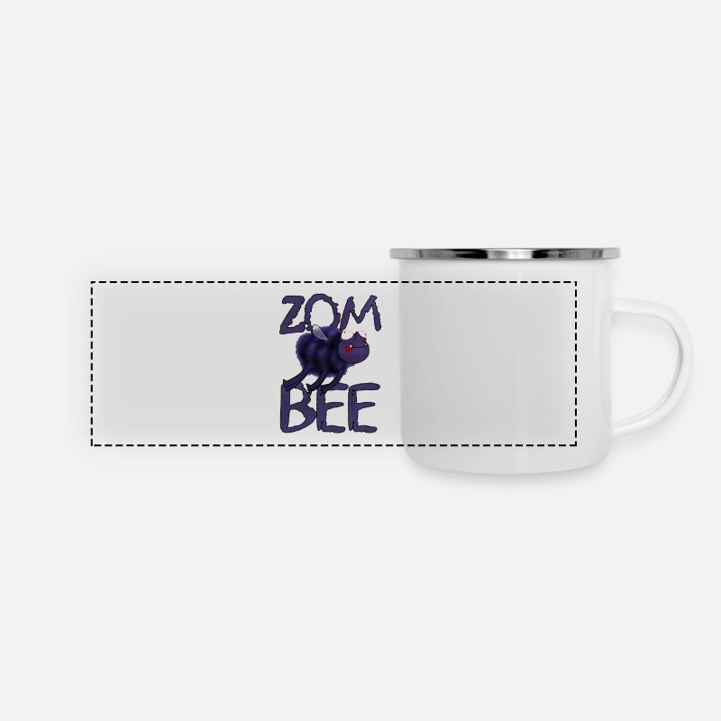 ZomBee Zombie Biene - Panorama Emaille-Tasse - Weiß
