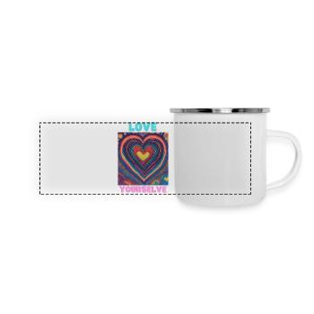 Love yourselve - Panorama Emaille-Tasse - Weiß - Vorne