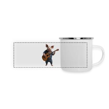 Pig Gitarre - Panorama Emaille-Tasse - Weiß - Vorne