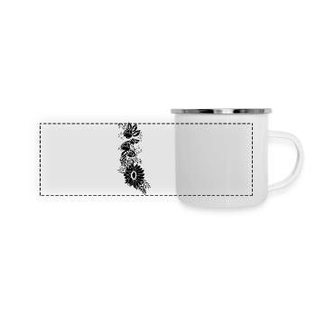 Lettre e floral noir et blanc - Mug panoramique émaillé - blanc - Devant