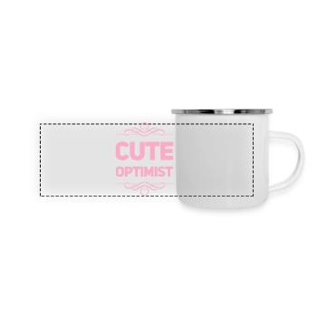 Cute Optimist - Panorama Emaille-Tasse - Weiß - Vorne