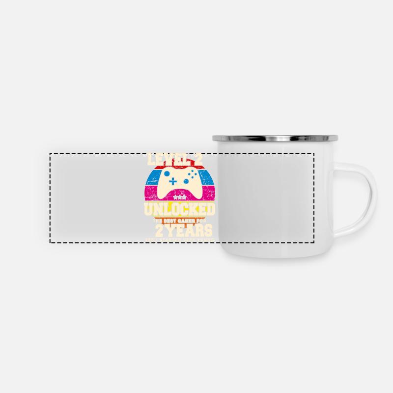 Original 2022 2 Jahre alt Level 2 freischalten - Panorama Emaille-Tasse - Weiß
