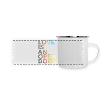 LOVE IS AN OPEN DOOR - Panorama Emaille-Tasse - Weiß - Vorne