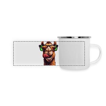 Chameau avec lunettes de soleil - Mug panoramique émaillé - blanc - Devant