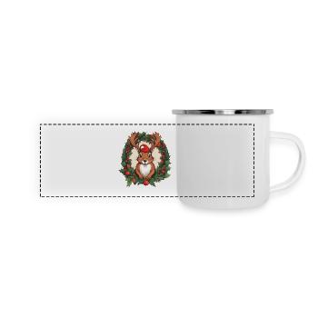 Festive Squirrel - Panorama Emaille-Tasse - Weiß - Vorne