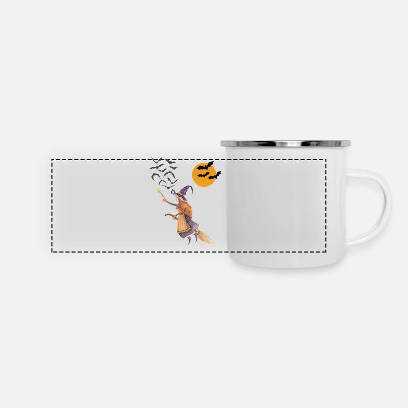 Sorcière céleste sur son balai - Mug panoramique émaillé - blanc