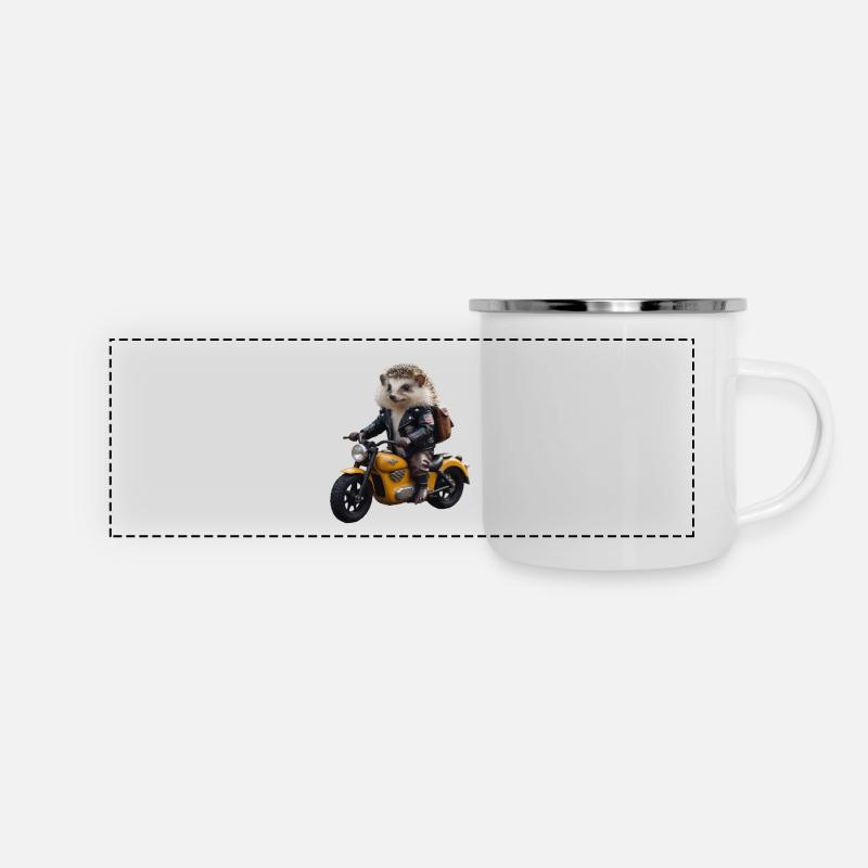 Biker hedgehog - Panoramic Camper Mug - white