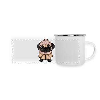 Carlin Chien Hiver - Mug panoramique émaillé - blanc - Devant