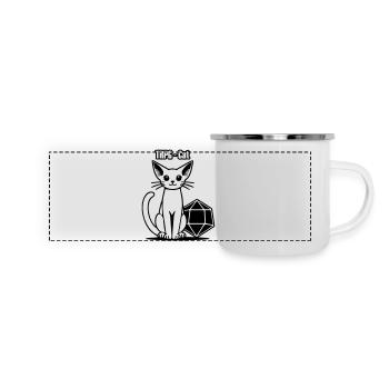 JdR Elven Katze & Würfel - TRPG Cat - Mug panoramique émaillé - blanc - Devant
