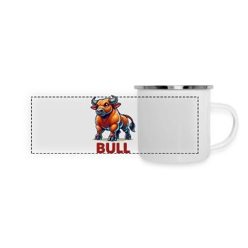 stier comic - Panorama Emaille-Tasse - Weiß - Vorne