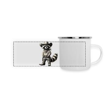 Cowboy raton laveur Vintage Art western - Mug panoramique émaillé - blanc - Devant