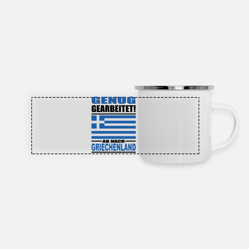 Assez de travail en Grèce - Mug panoramique émaillé - blanc