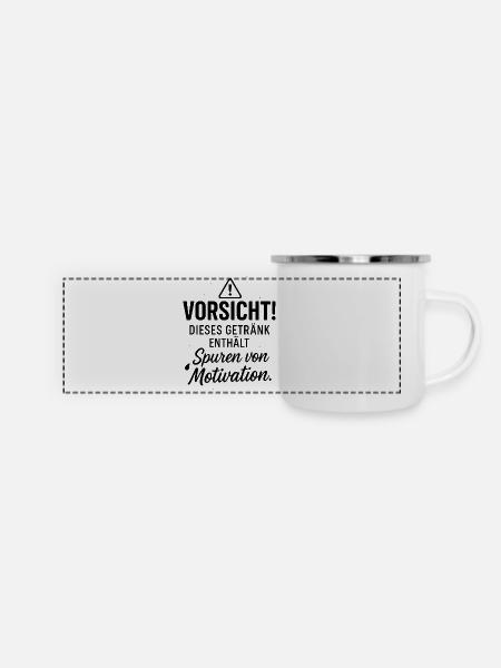 Vorsicht - Panorama Emaille-Tasse - Weiß