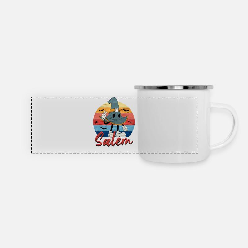 Whimsical Witch Hat with Salem Text - Panoramic Camper Mug - white