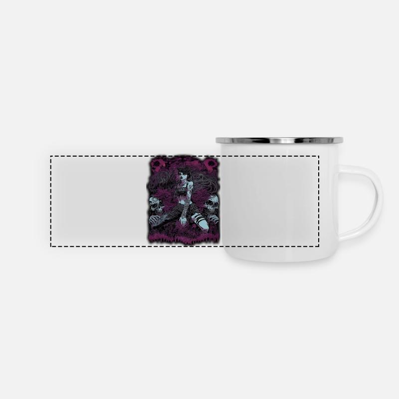 Dark Enchantress with Skull Elements - Panoramic Camper Mug - white