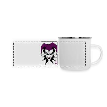 Harlequin Joker Clown Illustration - Panoramic Camper Mug - white - Front