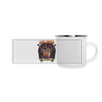 Schädel Rock Anthem 1970 - Panorama Emaille-Tasse - Weiß - Vorne