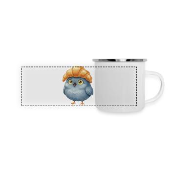 Croissant Head Bird Cute Funny Bird Motif - Panoramic Camper Mug - white - Front