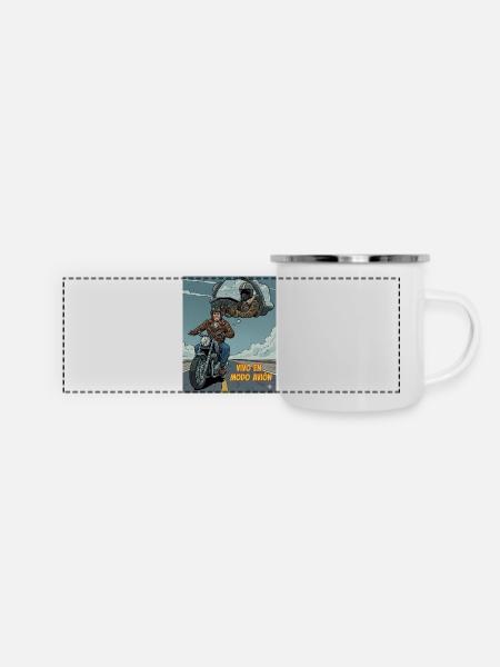 Ich lebe im Flugzeugmodus - Panorama Emaille-Tasse - Weiß