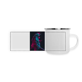 Samurai im Schatten - Panorama Emaille-Tasse - Weiß - Vorne