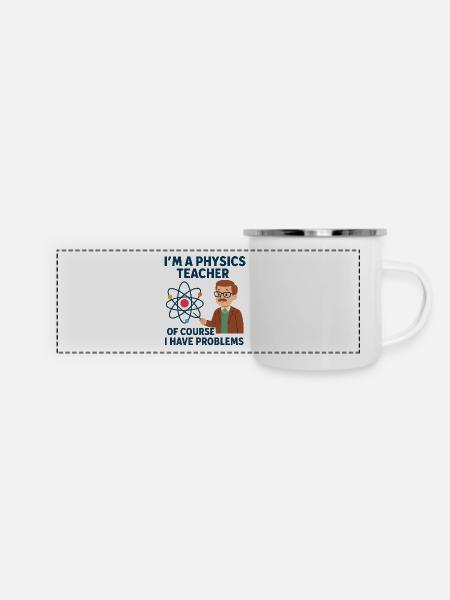 Physik Witz - Panorama Emaille-Tasse - Weiß