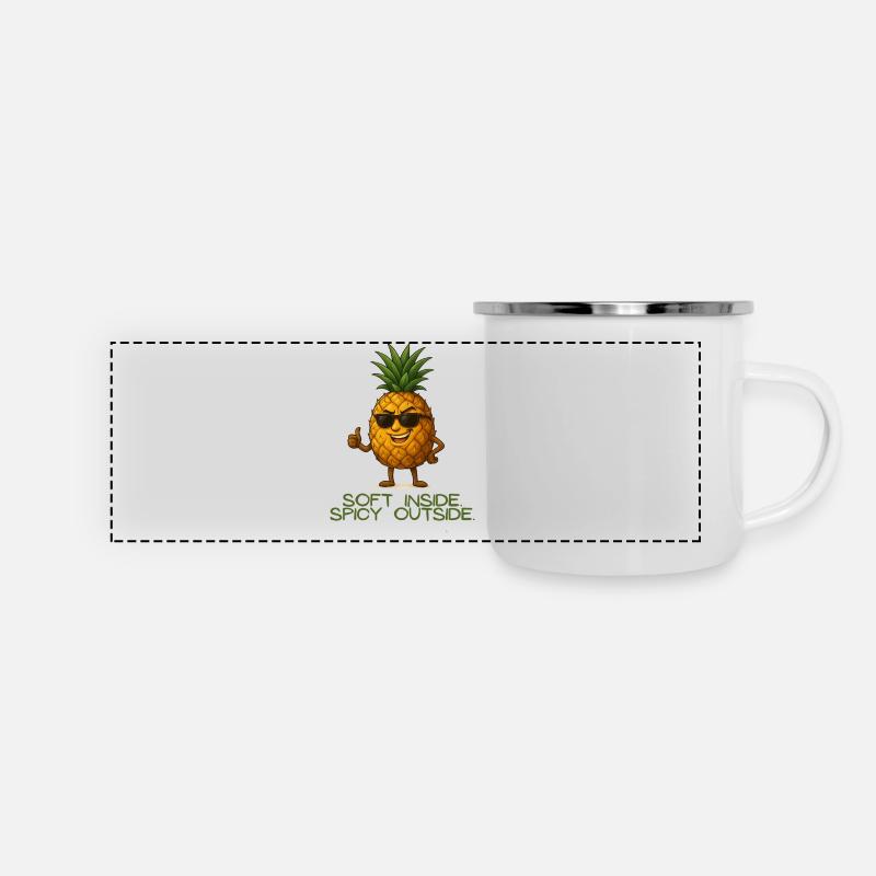 Ananas avec style Intérieur doux - Mug panoramique émaillé - blanc