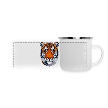 distinctive tiger face tiger head tiger motif - Panoramic Camper Mug - white - Front