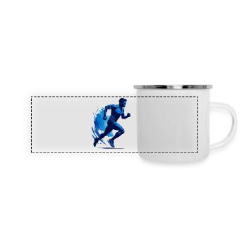 Silhouette of a runner - Panoramic Camper Mug - white - Front