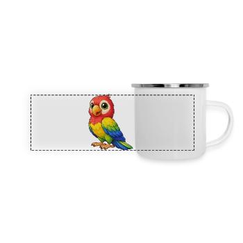 Bunter Papagei Farbenspiel - Panorama Emaille-Tasse - Weiß - Vorne