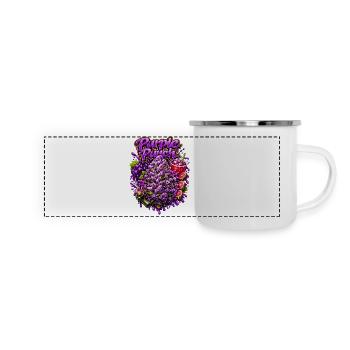 Imprimé graffiti violet à la perforation - Mug panoramique émaillé - blanc - Devant