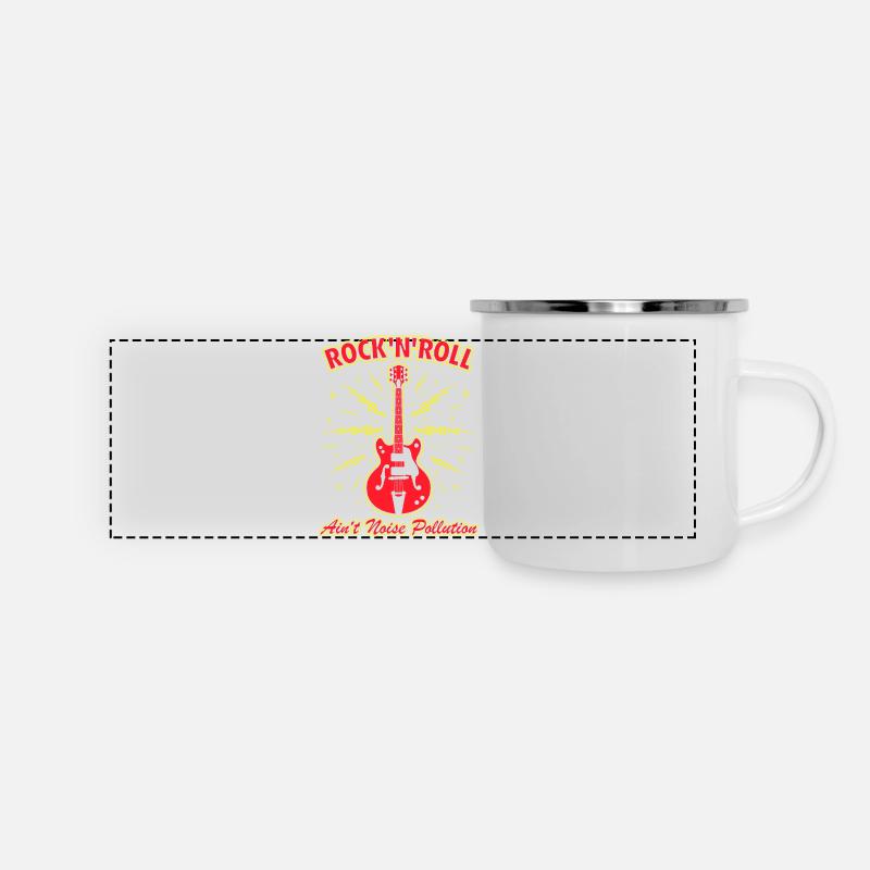 Rock 'n' Roll ist keine Lärmbelastung - Panorama Emaille-Tasse - Weiß