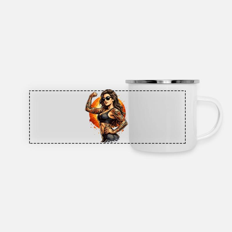 Tattoo Workout Woman - Panoramic Camper Mug - white